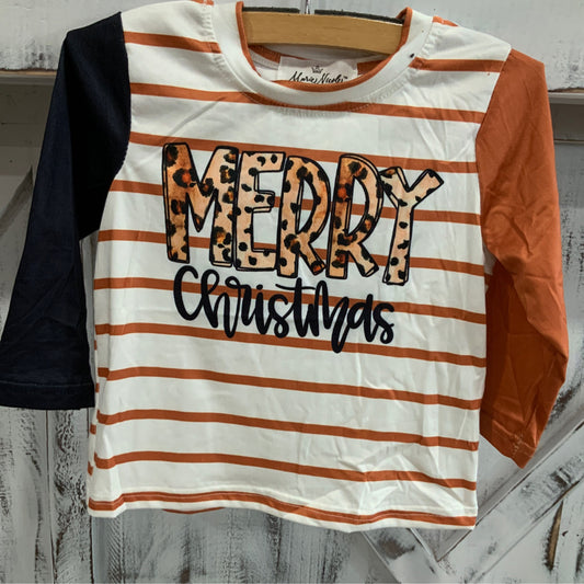 Merry Christmas Leopard Gold Stripe Shirt