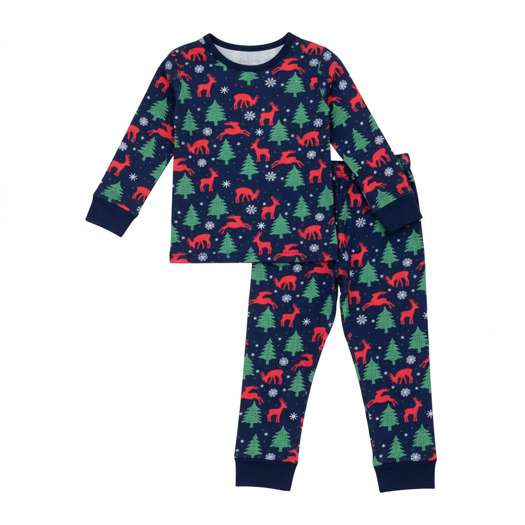 Navy Forest Christmas PJ Set (Baby)