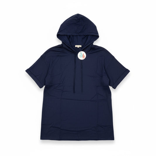 Navy Hooded Fall Top