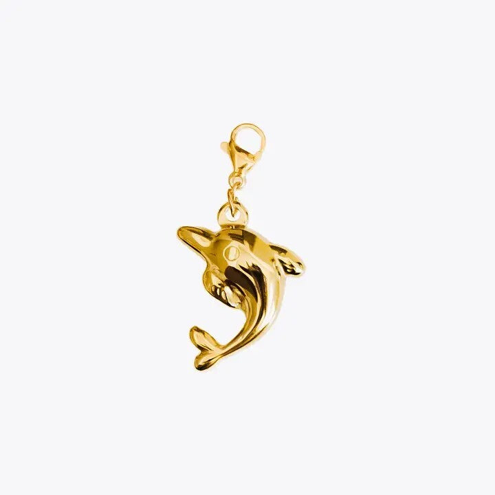 Gold-Plated Charm Bar – Bow, Palm Tree & Dolphin Clip-On Set (PS Collection)