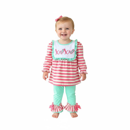 Pink & Teal XOXO Ruffle Outfit