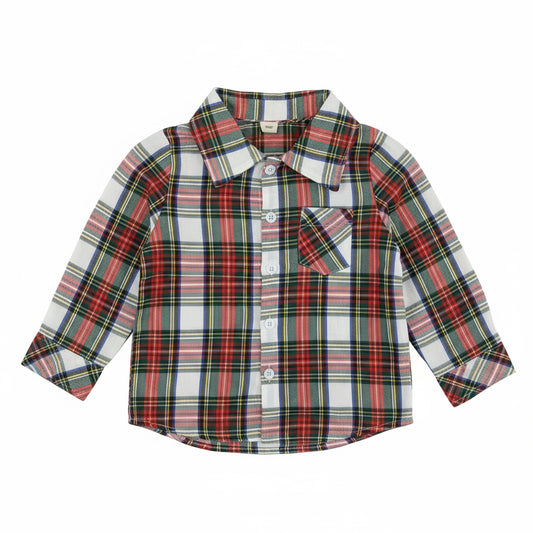 Classic Winter Holiday Plaid Button Up