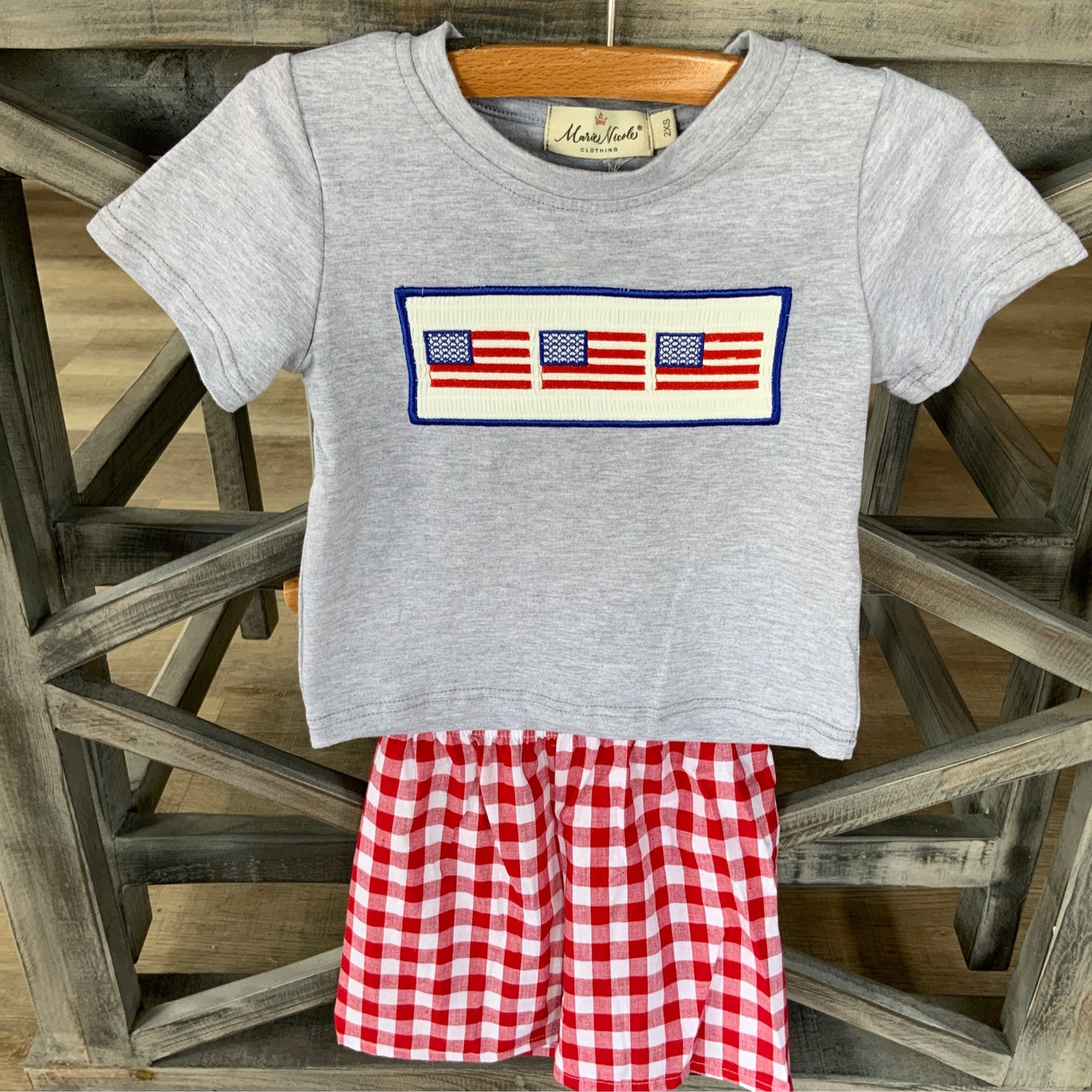 Smocked Gingham American Flag Outfit