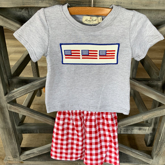Smocked Gingham American Flag Outfit