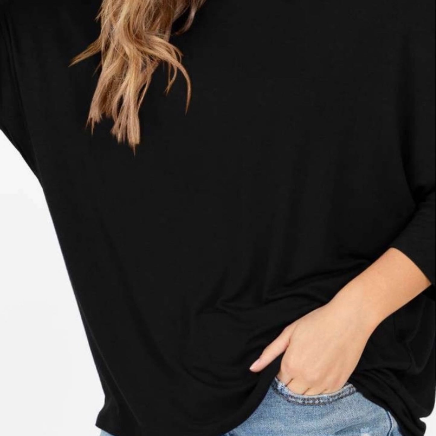 V-neck w/3/4 sleeve Black
