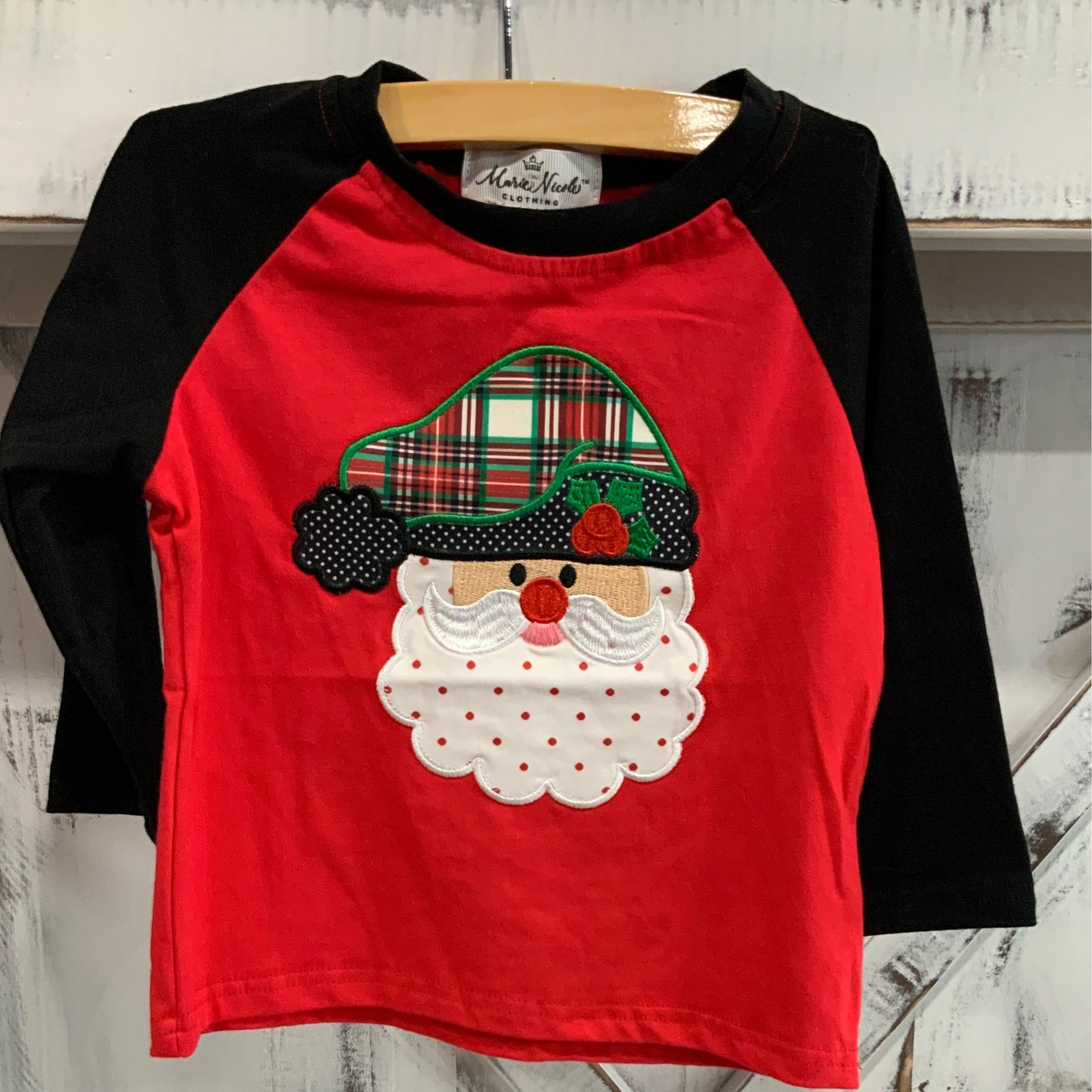 Red Santa Raglan Black Sleeves