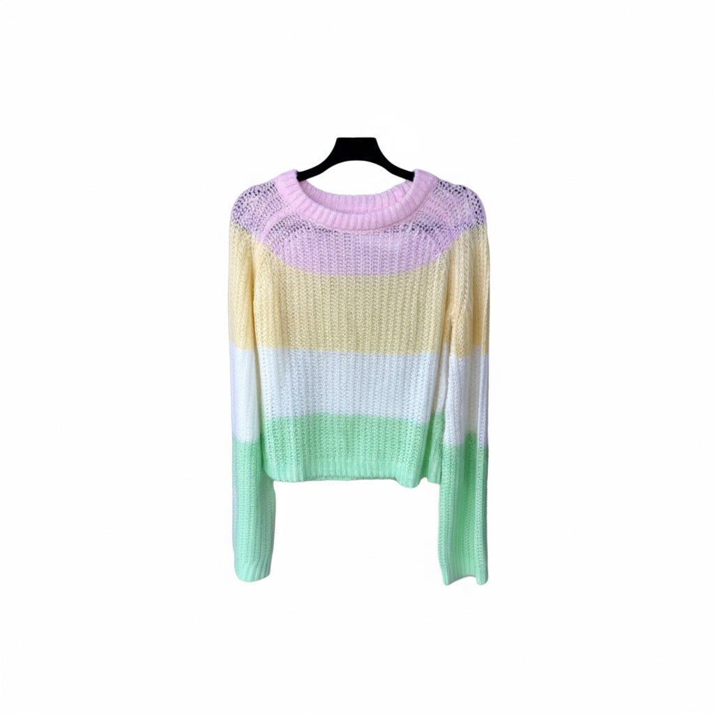 Girls Pastel Colorblock Sequin Sweater – Blush, Mint & Lavender Knit Pullover