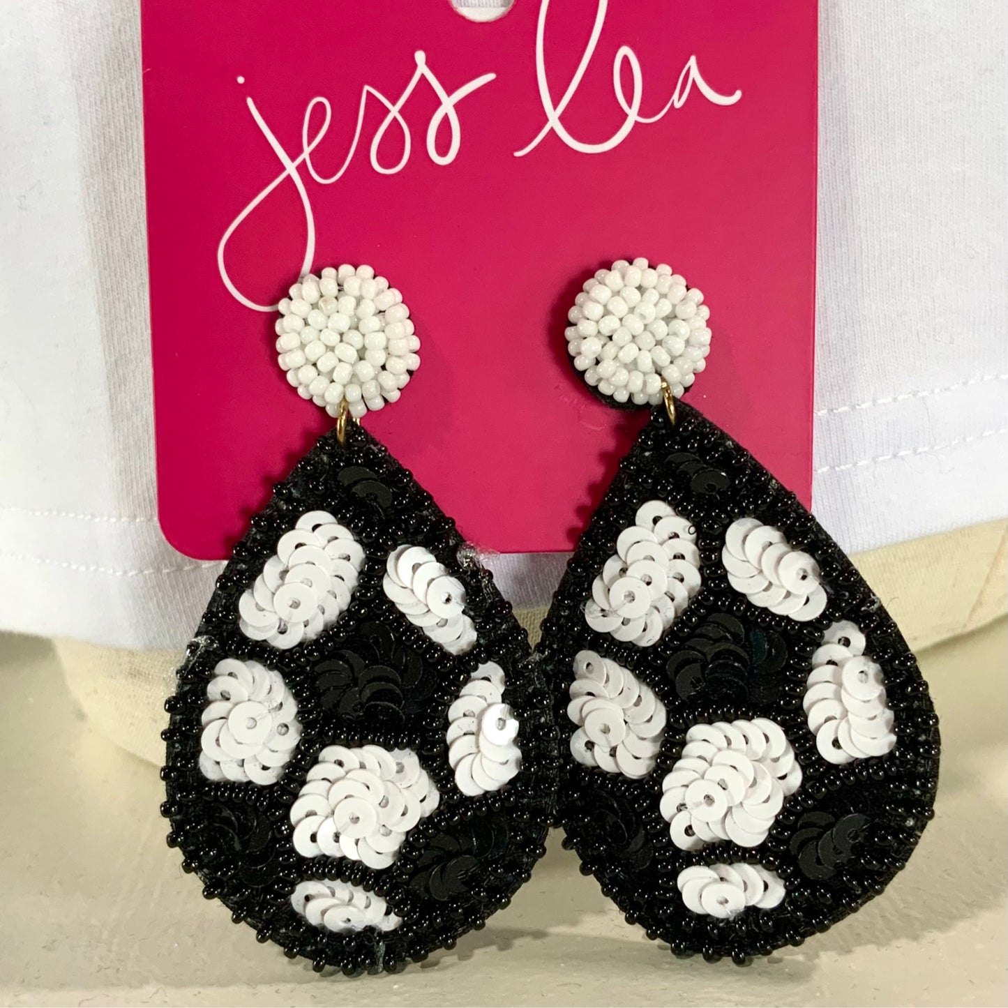Sporty Beaded Soccer Earrings