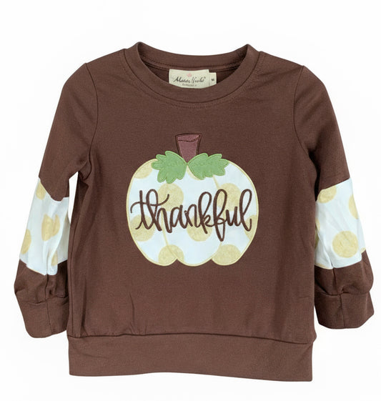 Mom & Me Brown/Gold Dots Thankful Crew Neck (Kids)