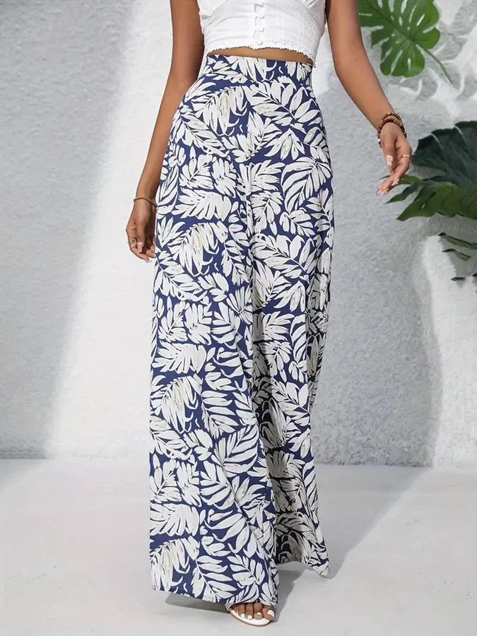 Printed Casual High Waisted Loose Pants