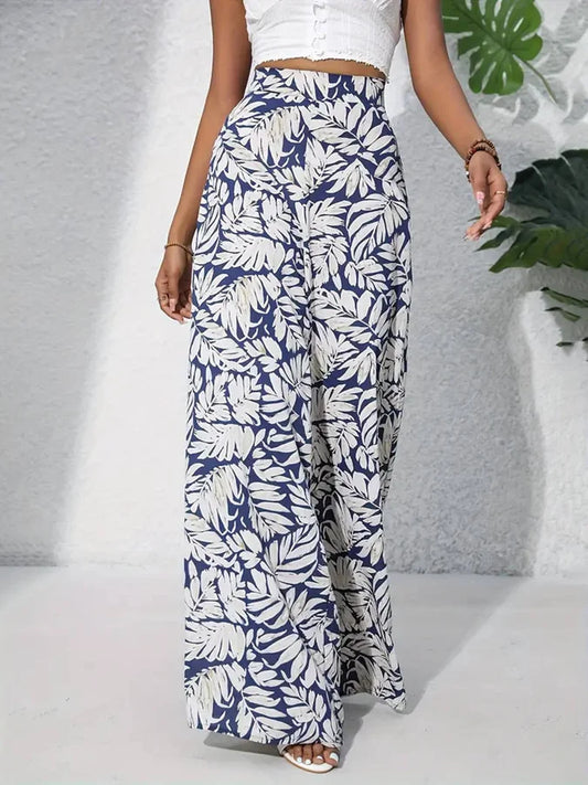 Printed Casual High Waisted Loose Pants