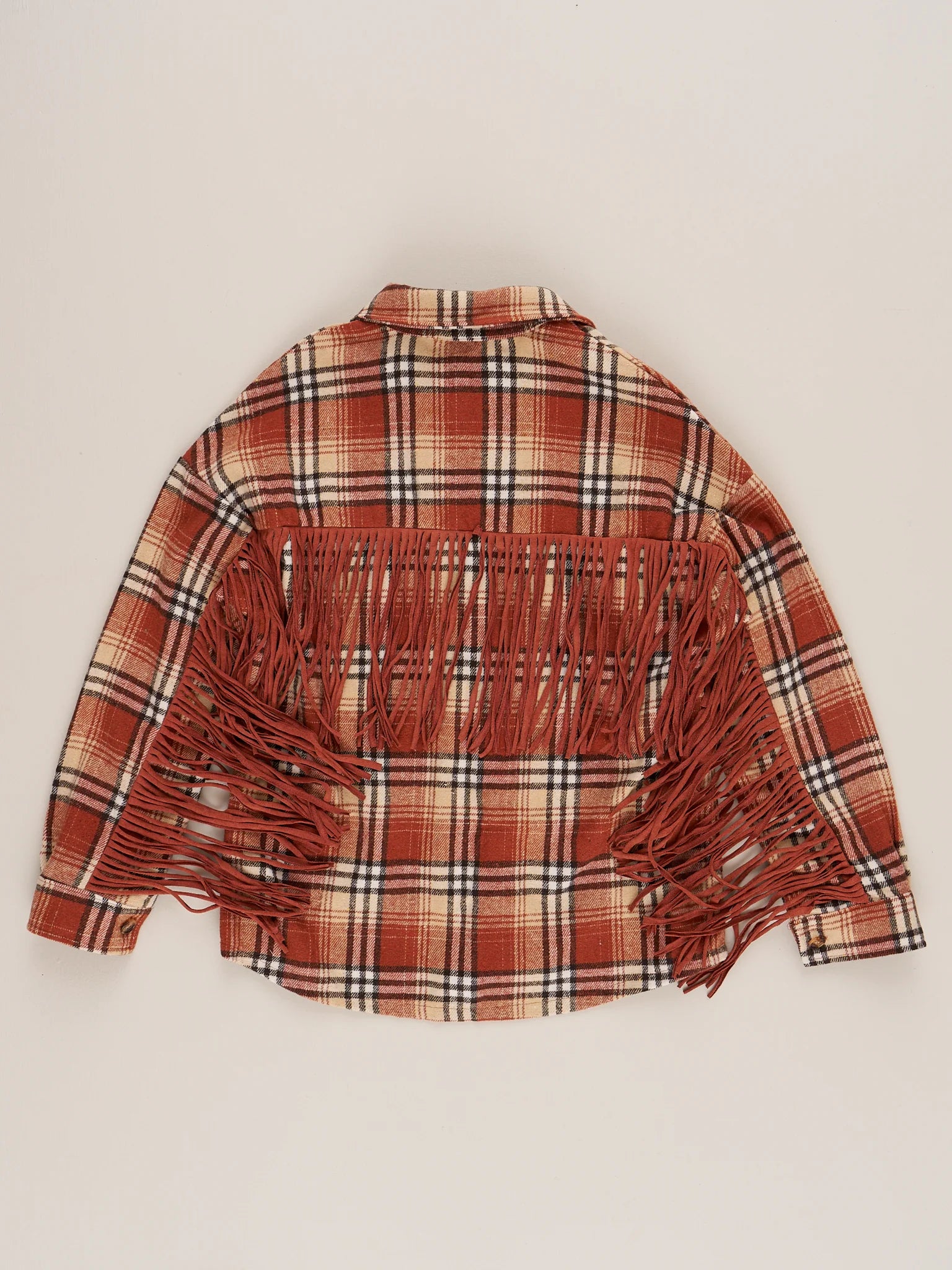 Rusty plaid Fringe Flannel Shacket