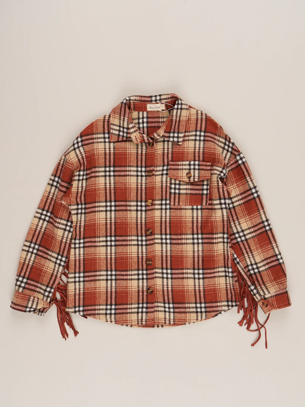 Rusty plaid Fringe Flannel Shacket