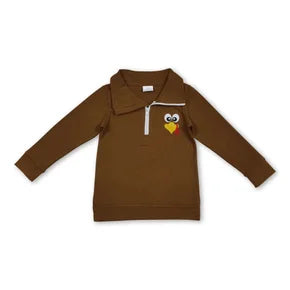 Long sleeves brown turkey kids boys Thanksgiving pullover